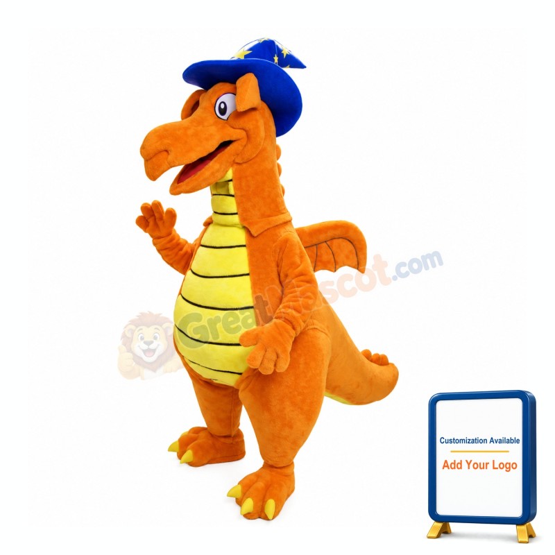 Orange Dinosaur Mascot Costume