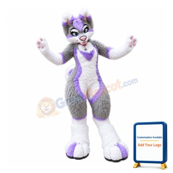 Beautiful Purple & Grey Husky Dog Mascot Costume