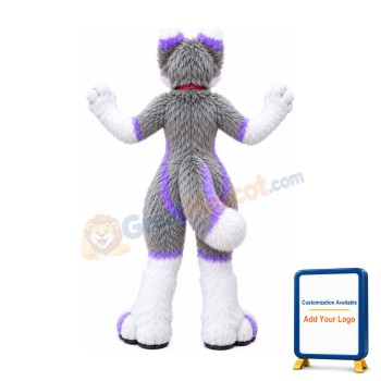 Beautiful Purple & Grey Husky Dog Mascot Costume
