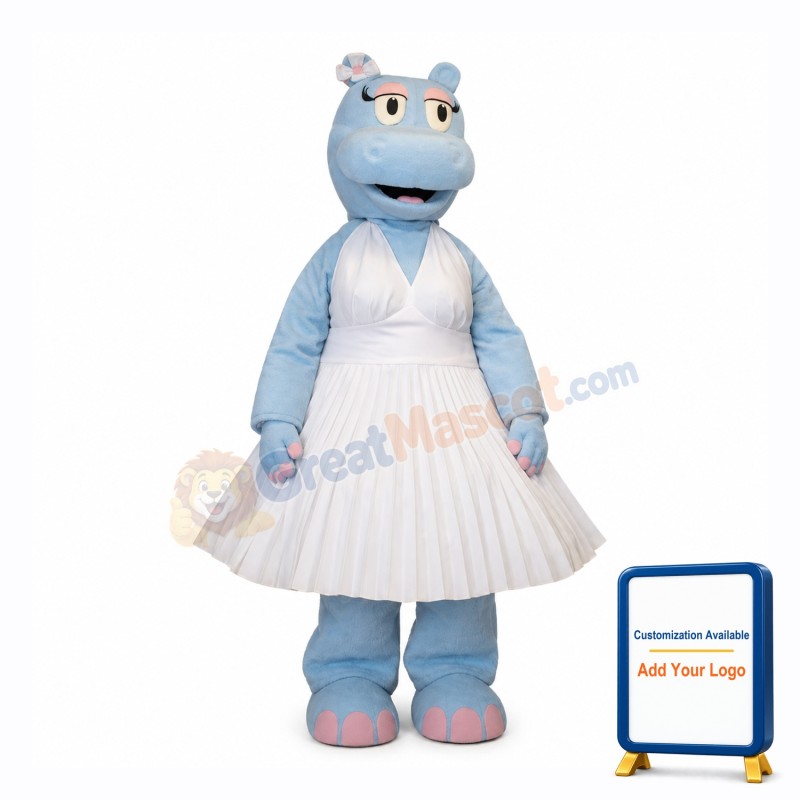 Blue Hippo Girl Mascot Costume