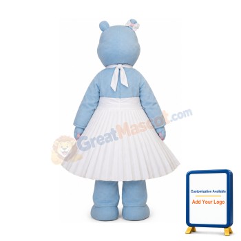 Blue Hippo Girl Mascot Costume