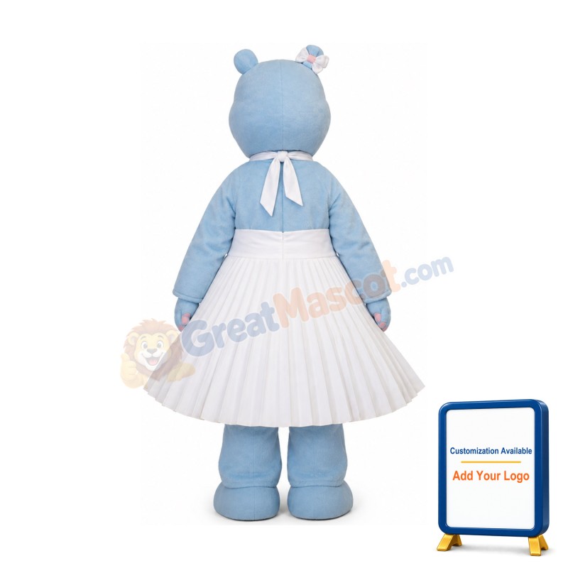 Blue Hippo Girl Mascot Costume