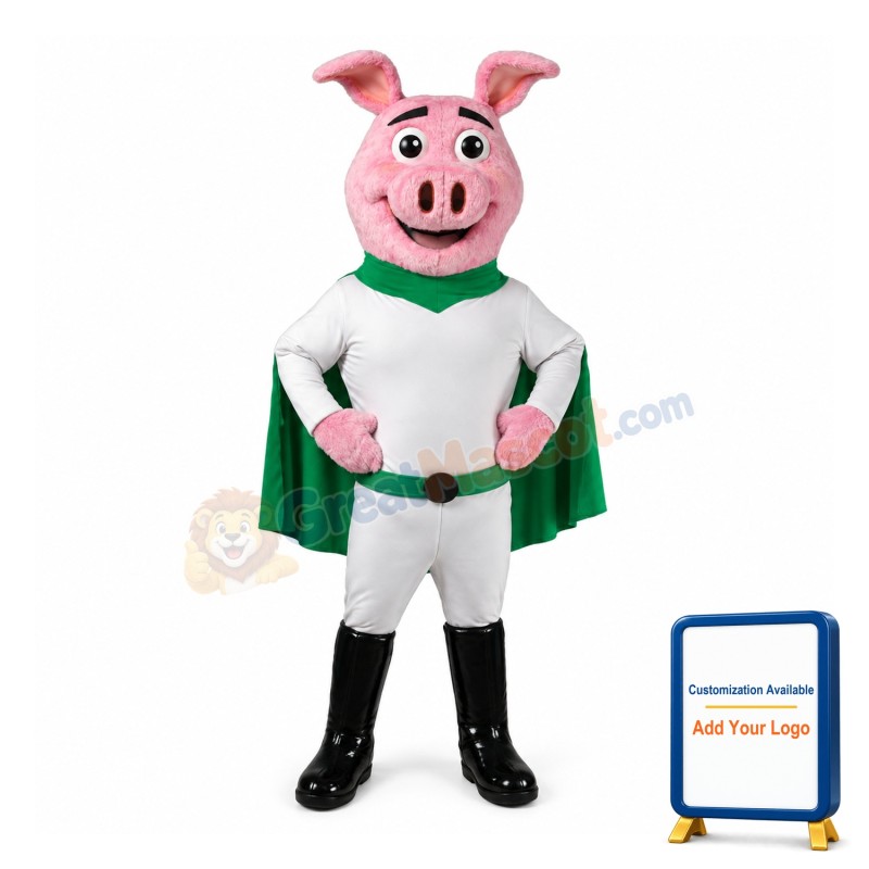Super Power Pig Mascot Costume