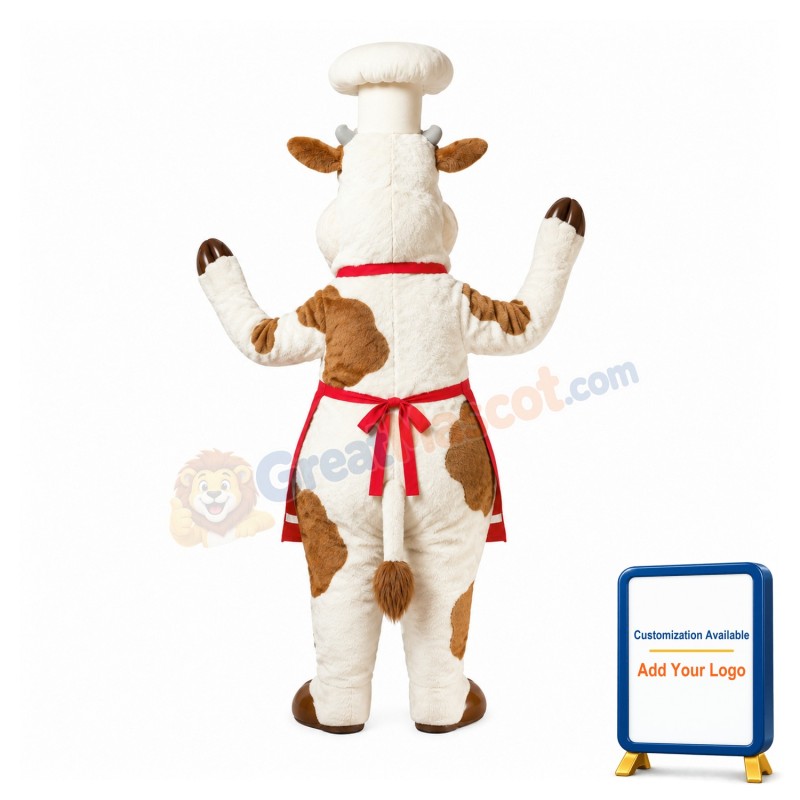 Chef White Cow Mascot Costume