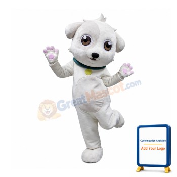 White & Grey Dog Mascot Costume