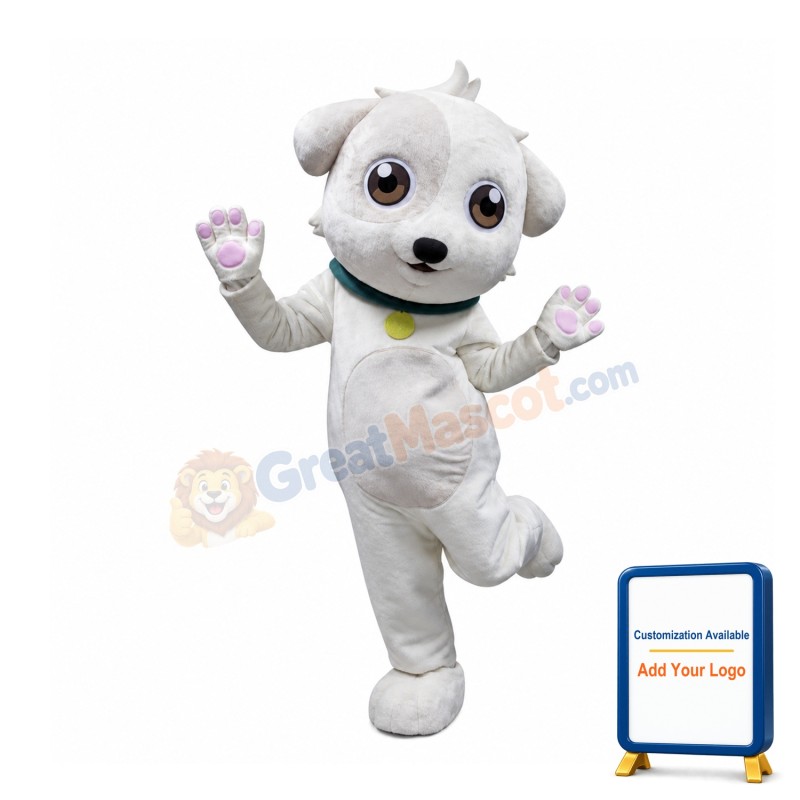 White & Grey Dog Mascot Costume