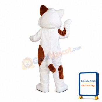 White & Brown Cat Mascot Costume