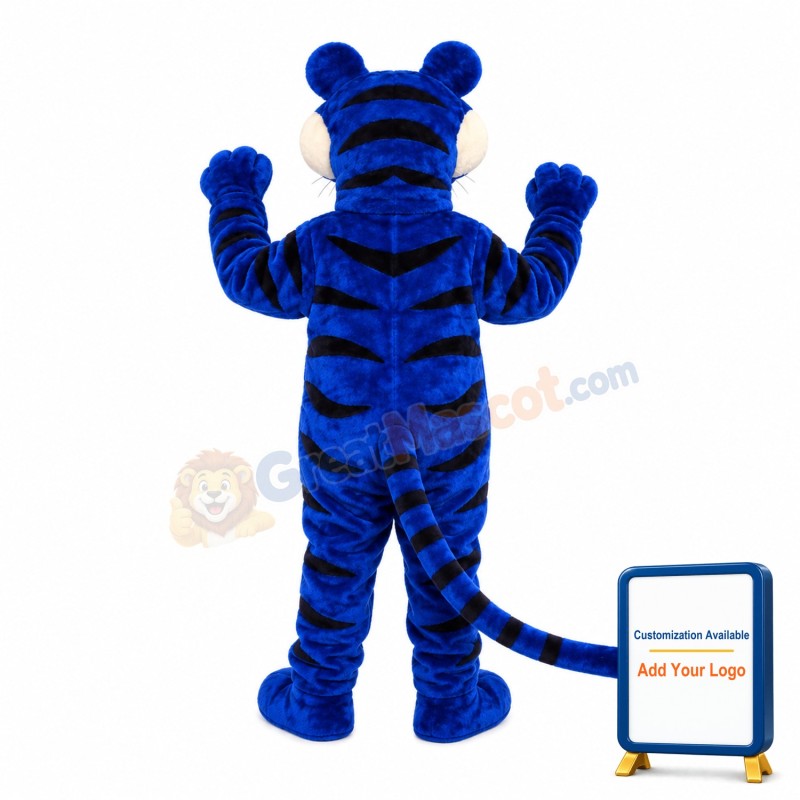 Happy Blue Panther Mascot Costume