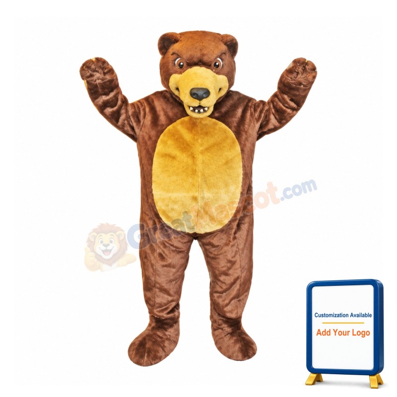 Fierce Realistic Grizzly Bear Mascot Costume
