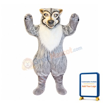 Cute Grey & White Wolf Mascot Costume