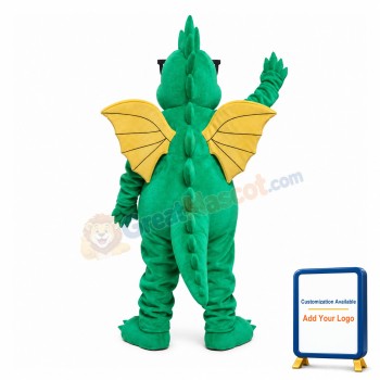 Glasses Green Dragon Mascot Costume
