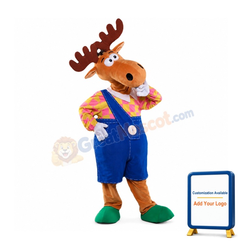 Thinker Moose Mascot Costume