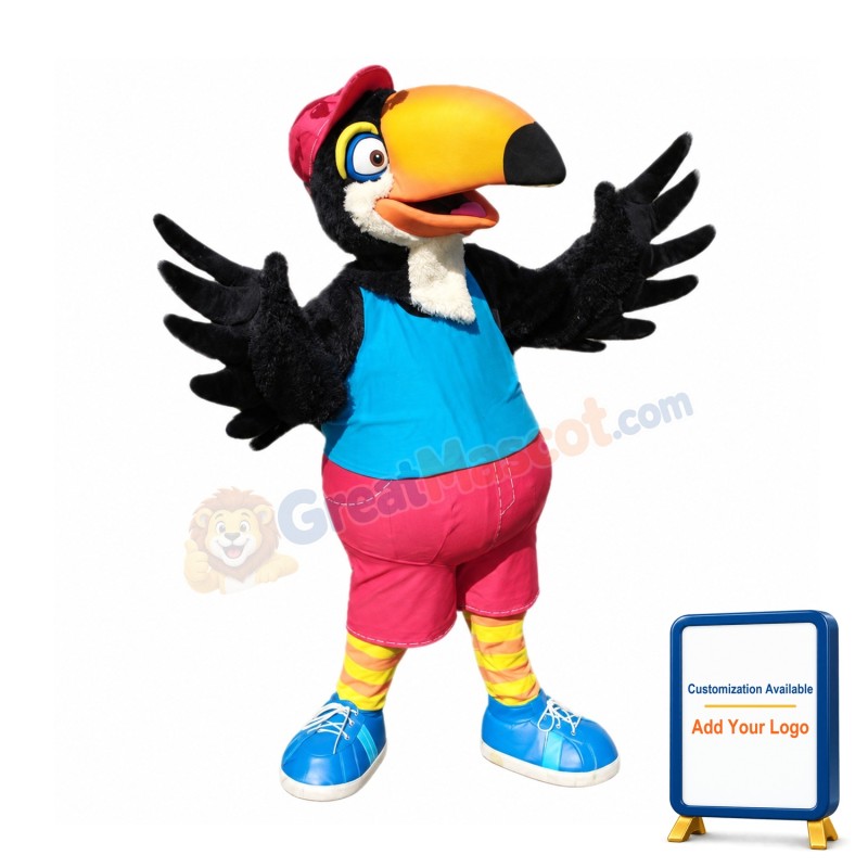 College Black Parrot Mascot Costume