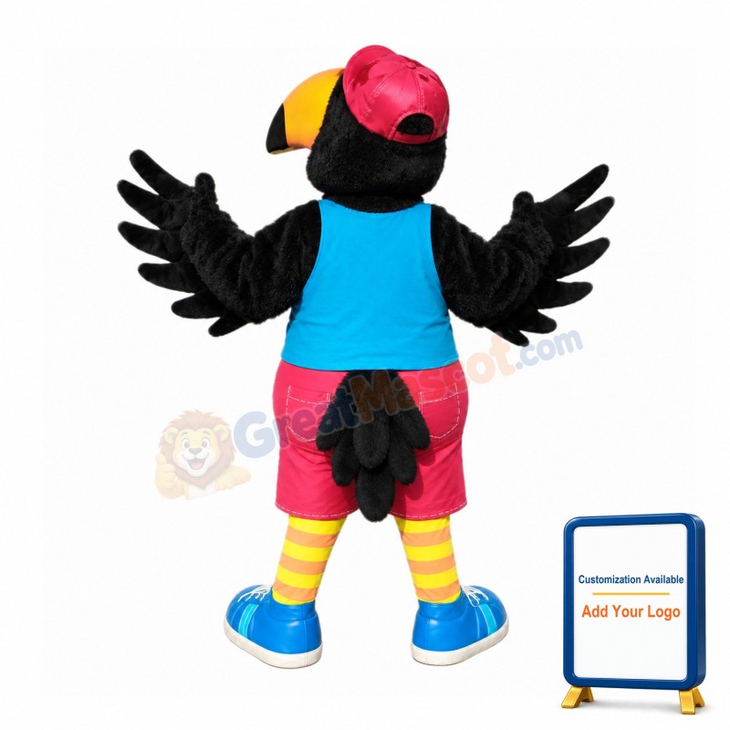 College Black Parrot Mascot Costume