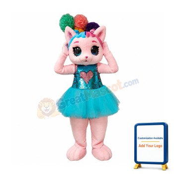 Pink Cat Mascot Costume