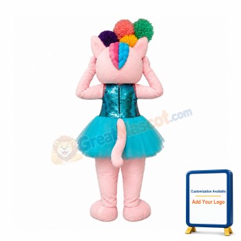 Pink Cat Mascot Costume