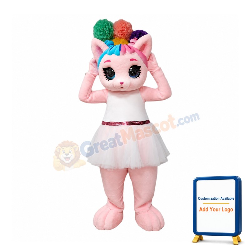 Lovely Pink Cat Mascot Costume