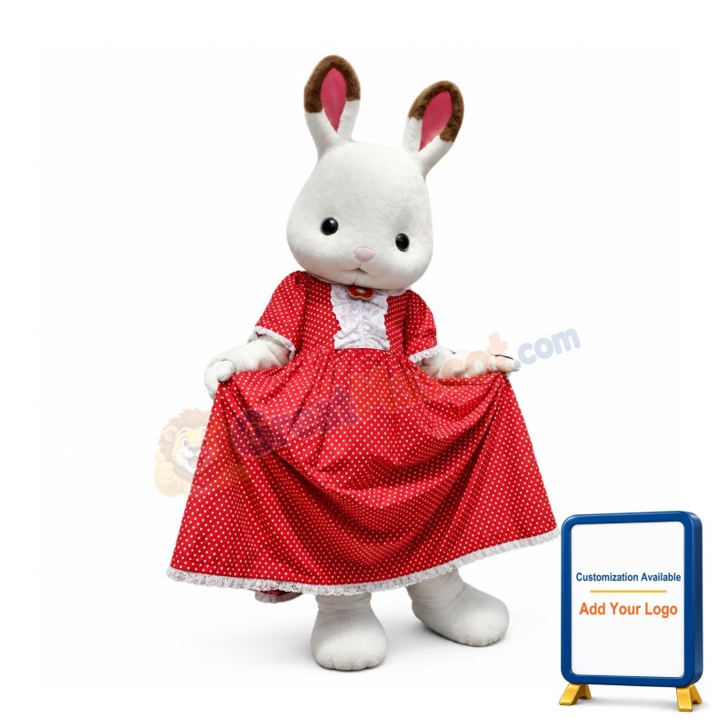 Super Lovely White Bunny Mascot Costume