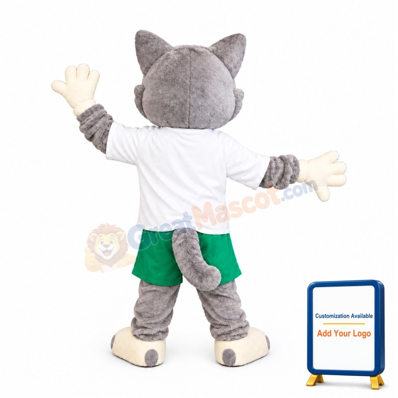 Lovely Grey & White Cat Mascot Costume