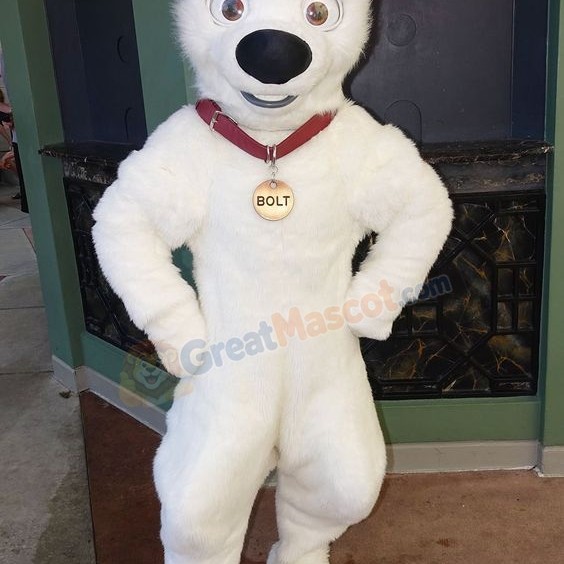 White German Shepherd Dog Bolt Mascot Costume