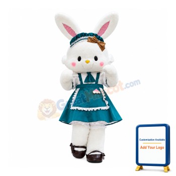 Super Cute White Bunny Mascot Costume
