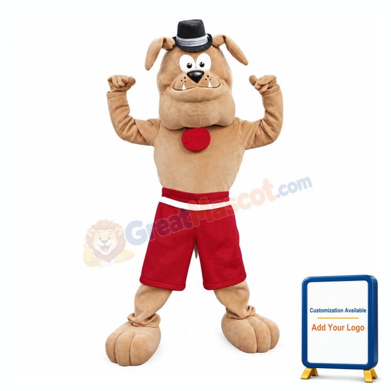 Cute Brown Bulldog Mascot Costume