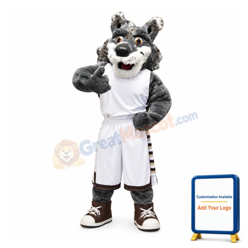 Grey Sport Wolf Mascot Costume