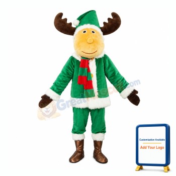 Christmas Green Reindeer Mascot Costume