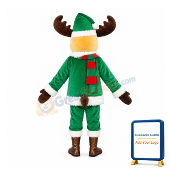 Christmas Green Reindeer Mascot Costume