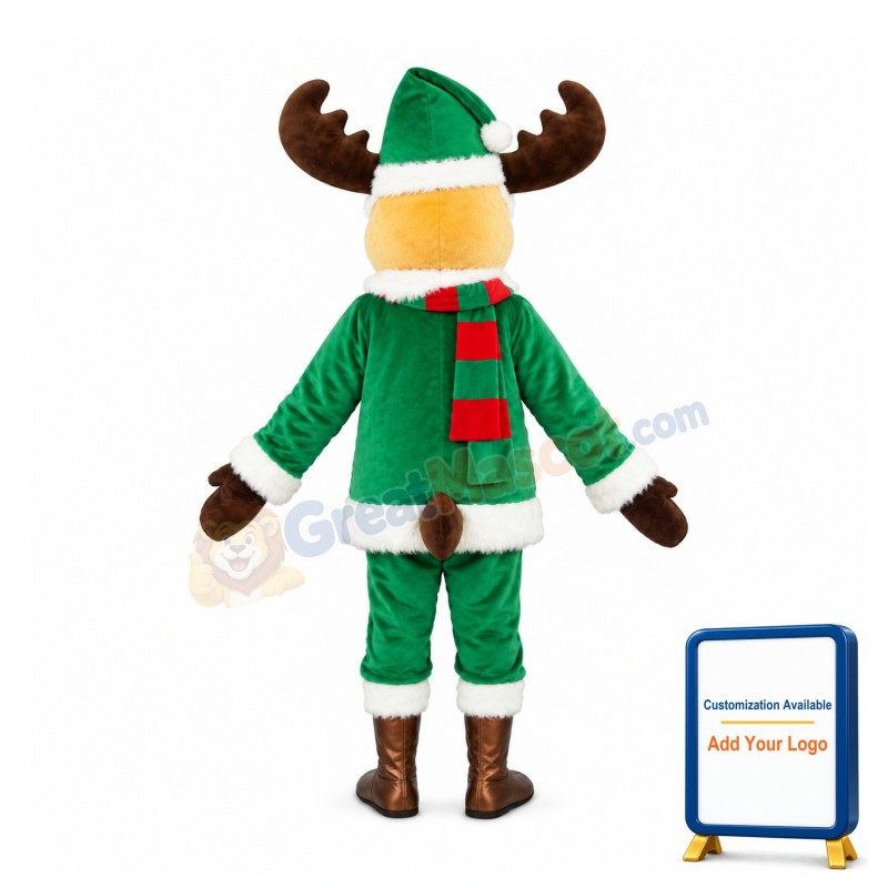 Christmas Green Reindeer Mascot Costume