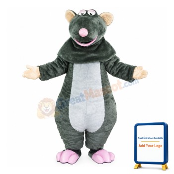 Grey Plush Mouse Mascot Costume