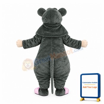 Grey Plush Mouse Mascot Costume