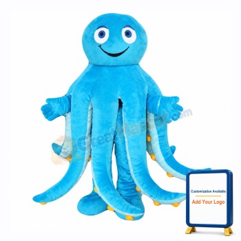 Cute Blue Octopus Mascot Costume
