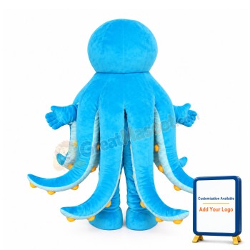 Cute Blue Octopus Mascot Costume