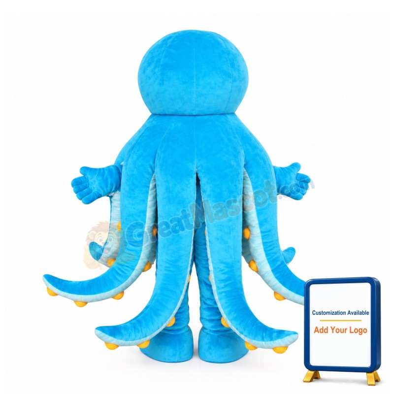 Cute Blue Octopus Mascot Costume