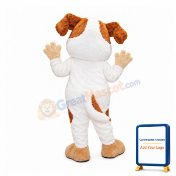Friendly White & Brown Dog Mascot Costume