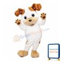 Friendly White & Brown Dog Mascot Costume