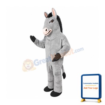 Friendly Grey Donkey Mascot Costume
