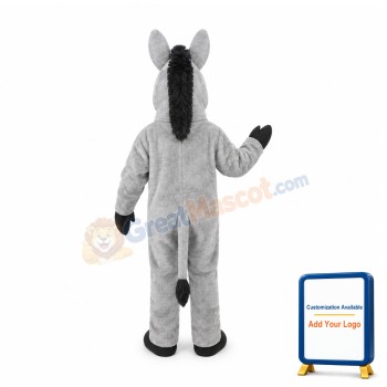 Friendly Grey Donkey Mascot Costume