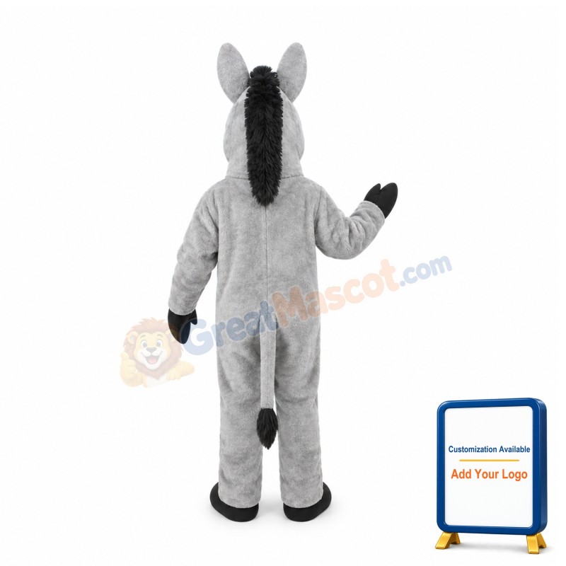 Friendly Grey Donkey Mascot Costume