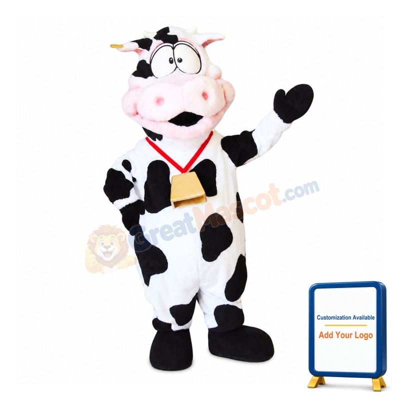 Pink & White Cow Mascot Costume
