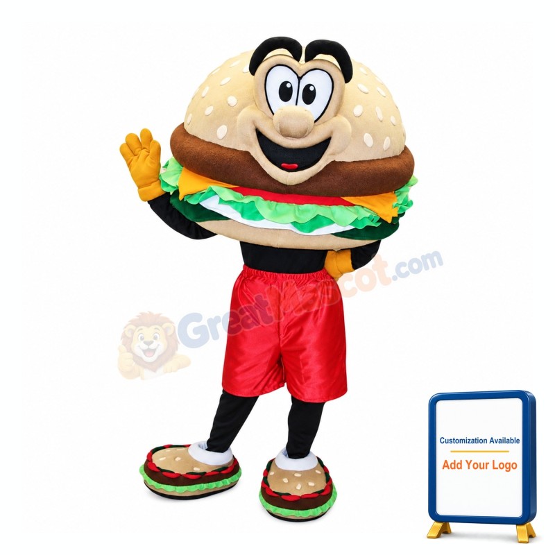 Happy Hamburger Mascot Costume