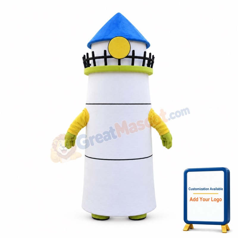 White Lighthouse Mascot Costume