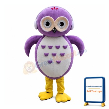 Purple Owl Mascot Costume