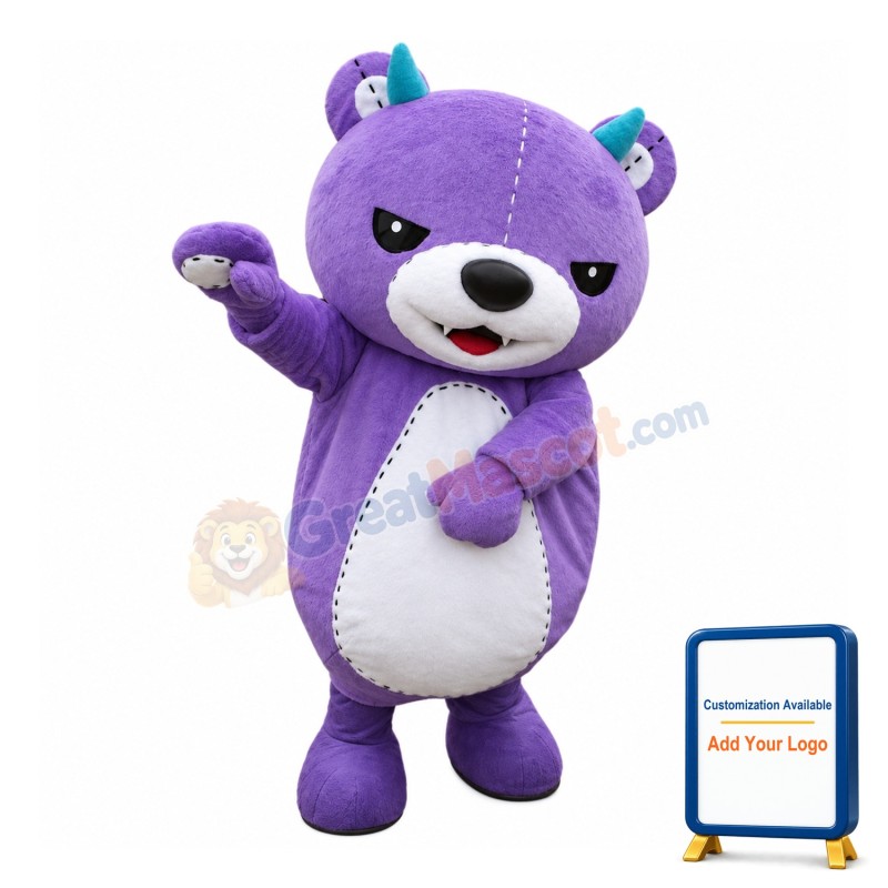 Fierce Purple Bear Mascot Costume