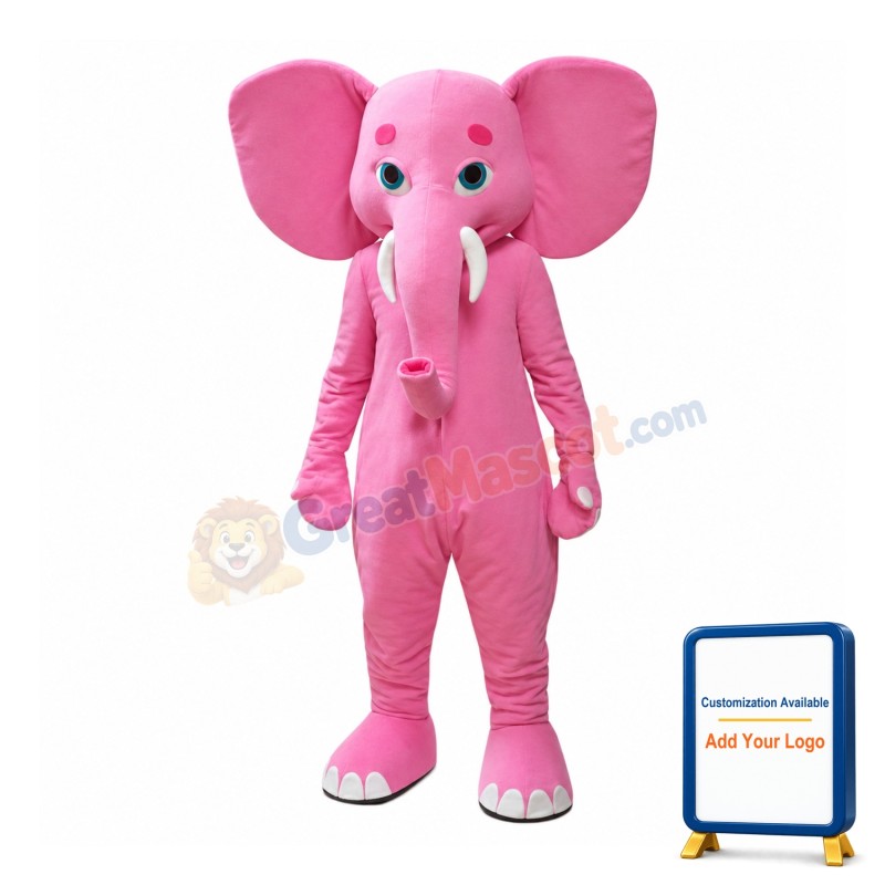 Pink Elephant Mascot Costume