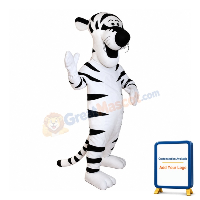Cartoon White Tiger Mascot Costume