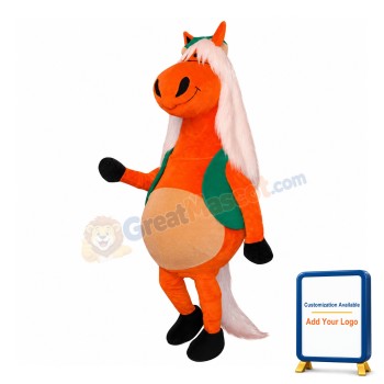 White Temple Hair Horse Mascot Costume