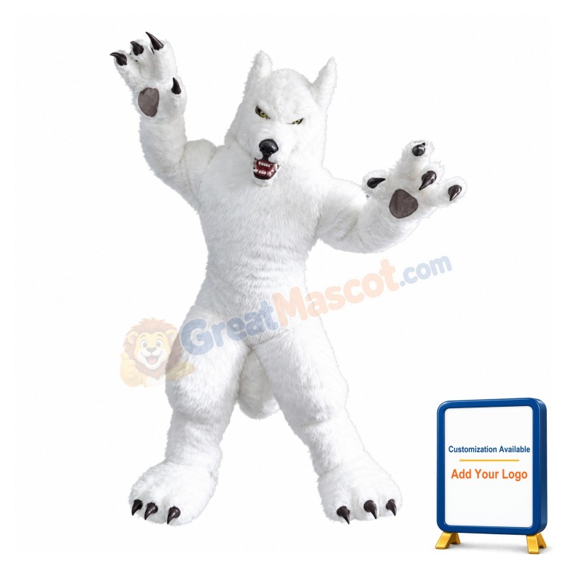 White Wild Wolf Mascot Costume