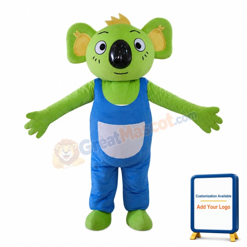 Cartoon Green Koala Mascot Costume